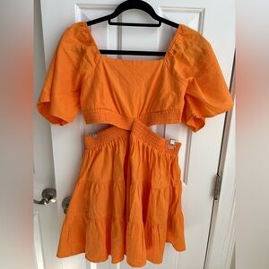 Shy Velvet Orange Off-Shoulder Top and Skirt